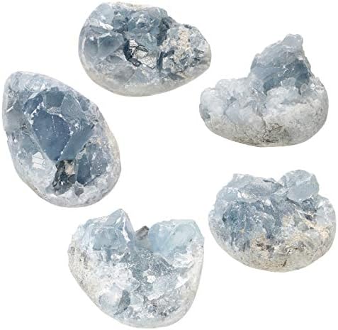 Pacote AMOGEELI de 2-cluster de celestita azul de forma irregular e pedra azul polida de forma irregular,