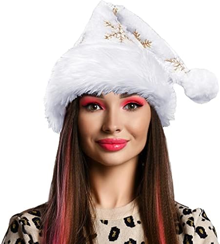 Chapéu de neve do Papai Noel branco chapéus de natal para adultos lantejoulas de lantejoulas de chapéu