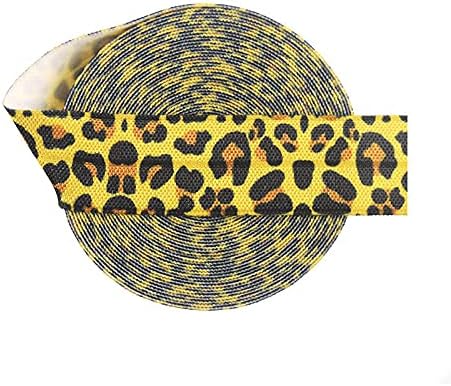 2 5 10 jardas de 3/4 de 20 mm de leopardo dobrado sobre spandex elástico banda de cetim fita adesiva Torne de