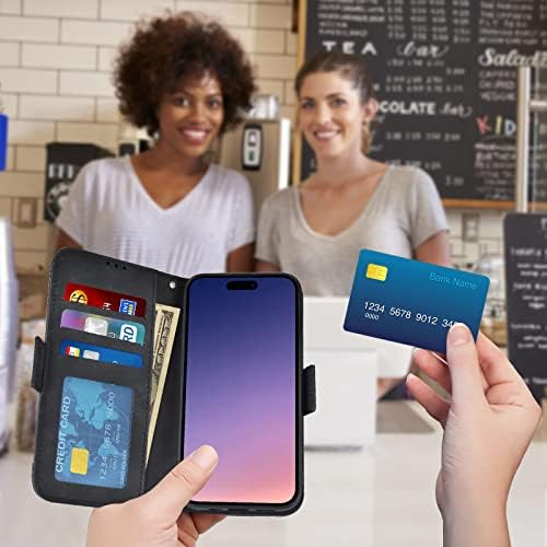 Caixa de carteira Grkjgytech para iPhone 14 Pro Max com suporte para cartão, proteção contra gota, carteira