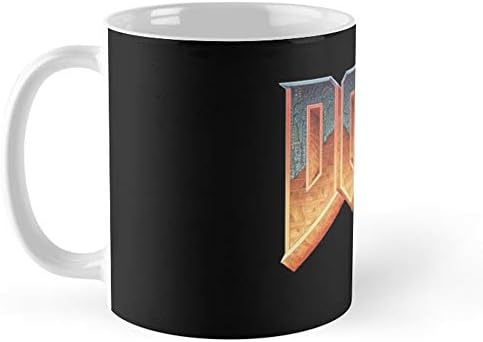 Doom Retro Logo Caça de café 11 onças e 15 onças de chá de chá de cerâmica