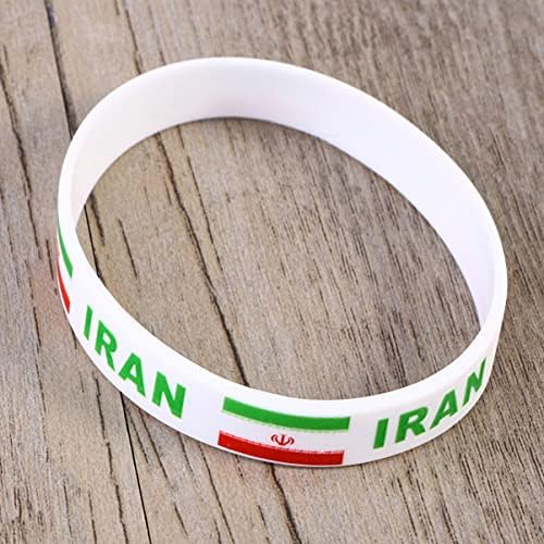 PretyZoom 18 PCs Fãs de evento iraniano Bandeira mundial de pulseiras Irã Campeões de fãs de borracha
