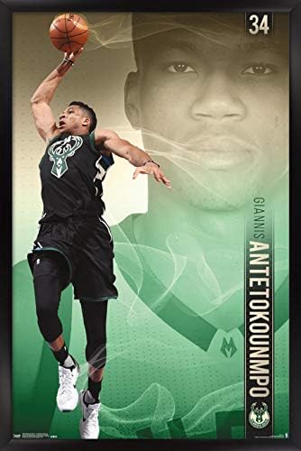 Trends International NBA Milwaukee Bucks - Giannis Antetokounmpo 17 Poster de parede, 22.375 x 34, versão emoldurada