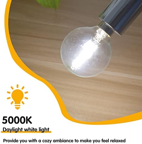 Luz do dia E12 Bulbo de ventilador de teto Dimmable, 2W Globe G16.5 Lâmpada de lustre LED, lâmpada