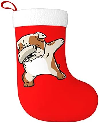 Yuyuy Inglês Bulldog Christmas Stocking Decoração de férias Lareira pendurada Meias de 18 polegadas