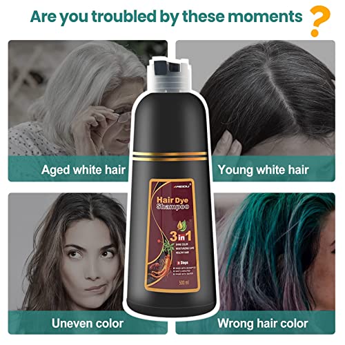 MEIDU Hair Dye Shampoo Vinho Vermelho 3 em 1 para mulheres/capilar grisalho ingredientes naturais de