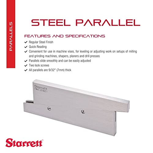 Starrett Steel ajustável paralelo ao acabamento regular de aço, leitura rápida para layout, trabalho de gaging