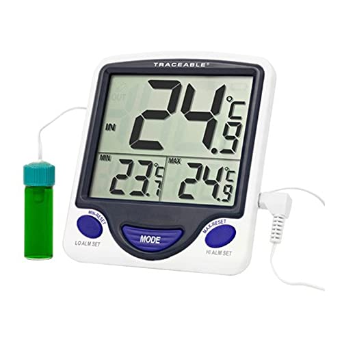 Controle rastreável 4648 Jumbo Display Termômetro de vacina com garrafa redonda de 5 ml, -50 ° C a 70 ° C, resolução