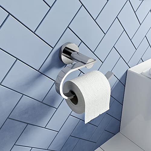 Croydex Metra flexi-Fix fácil de ajustar ou colar o suporte de papel higiênico, 4.1in x 7,1in x 3,5in, cromo