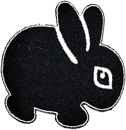Raro remendo coelho de coelho bordado costurar ferro em patch fofo animal coelho preto coelho desenho
