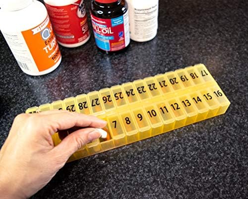 Antes de um dia, organizador mensal de comprimidos, tampa removível para facilitar o carregamento - Medicamentos