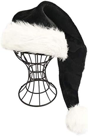 ASEKONC CHAPA DE PANTA PANTA BLATA ASEKONC Long, adultos de luxo preto e branco chapéu de natal para o tema de natal