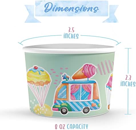 Joyful Toys Ice Cream Cups pacote de 50 - 9 onças / 260 ml de tigelas de sorvete descartáveis ​​para