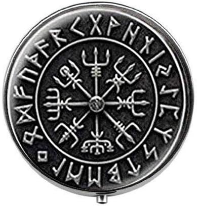 Viking Cross in Rune Circle - Rune Pill Box - Caixa de pílula - Caixa de doces de vidro