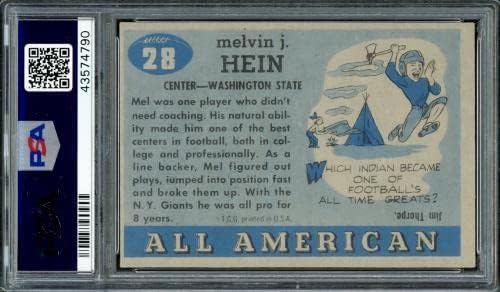 Mel Hein autografou 1955 Topps All -American Rookie Card 28 Washington State Cougars PSA/DNA