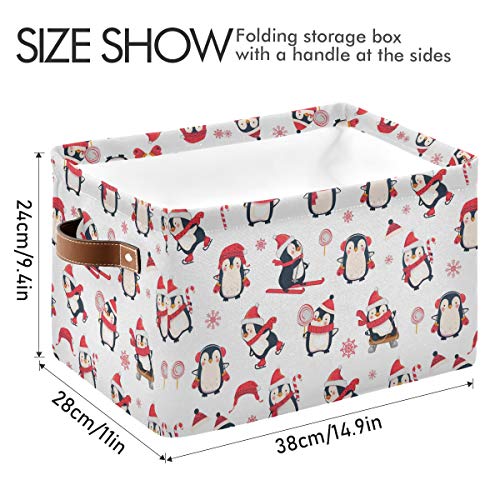 Libin de armazenamento retangular Feto de tela de Natal de desenho animado de pinguim com alças - caixas de berçário