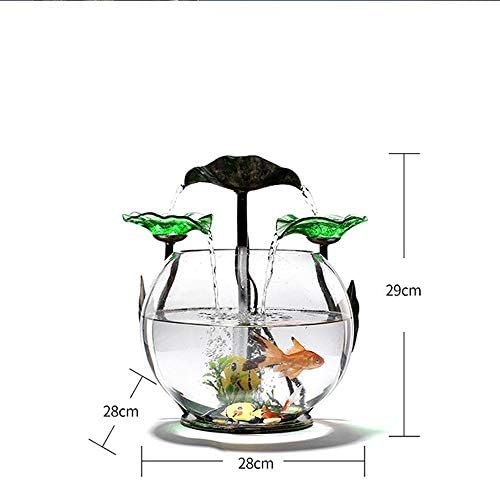 TJLSS Creative Glass Fish Tank Water Ornamentos da sala de estar Desk Surface Small Fountain Decoração