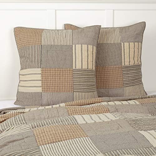VHC Brands Farmhouse-Bedding-Sawyer Mill Quilted Euro Sham, 26x26, Charcoal Gray