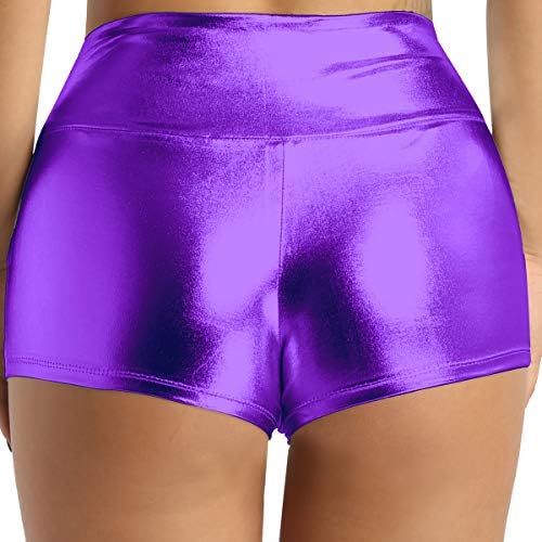 vastwit feminino feminino brilhante Metallic High Boity Botty Shorts Hot Pants Festival Rave Dance Bottoms Clubwear