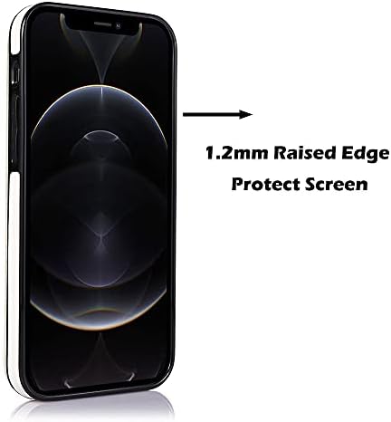 Carteira de capa de couro obbii compatível com iPhone 12 Pro/12 6.1 Portador de cartão Black Cow Print Slim Sleeve