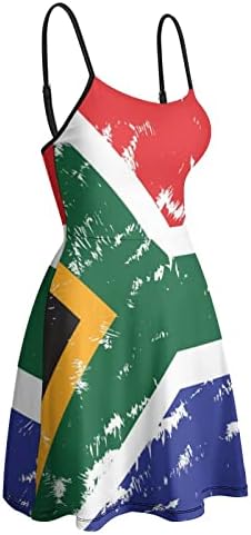 Vestidos de espaguete feminino da bandeira sul -africana