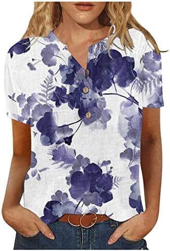 Camisas de verão femininas linho de algodão casual de linho de manga curta de manga curta Tops de camisa