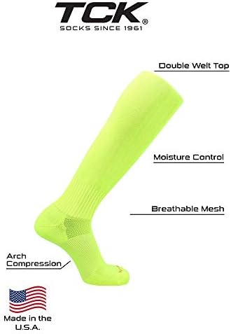 TCK Finale Soccer Socks - Para meninos ou meninas - homens ou mulheres - Extra -Strech para guardas de canela