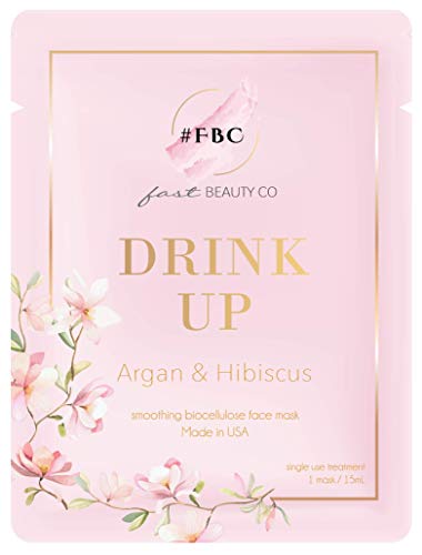 Fast Beauty Co. Drink Up 1Count Smoothing Biocelulose Face Mask com Argan e Hibiscus
