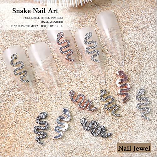 24pcs 3d Snake unhas Charms com shinestones contas de diamante liga de diamante Acessórios de jóias de unhas para