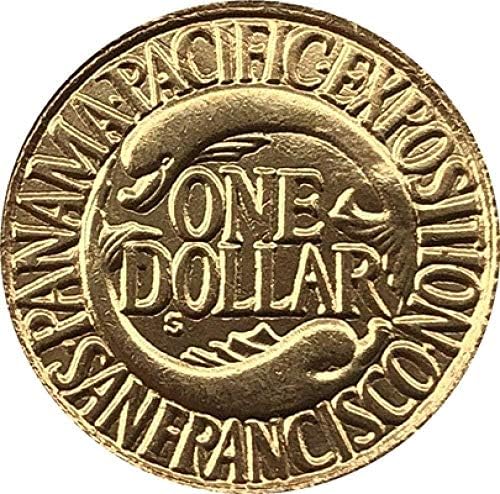 24-K GOLA-USA 1915 1 dólares Francs Coin Copy 15mm para decoração do escritório da sala de casa