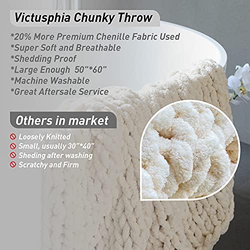 Victusphia Chunky Knit Blain Throw Chenille Knit