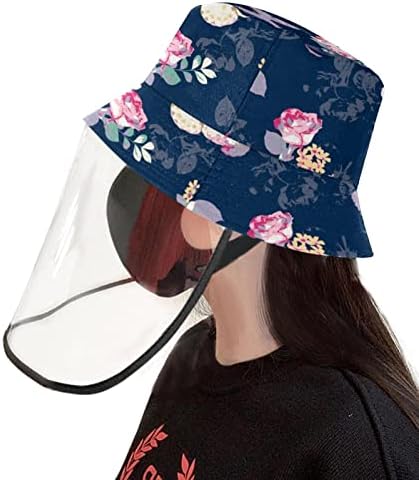 Chapéu de proteção para adultos com escudo facial, chapéu de pescador anti -sun tap, planta tropical