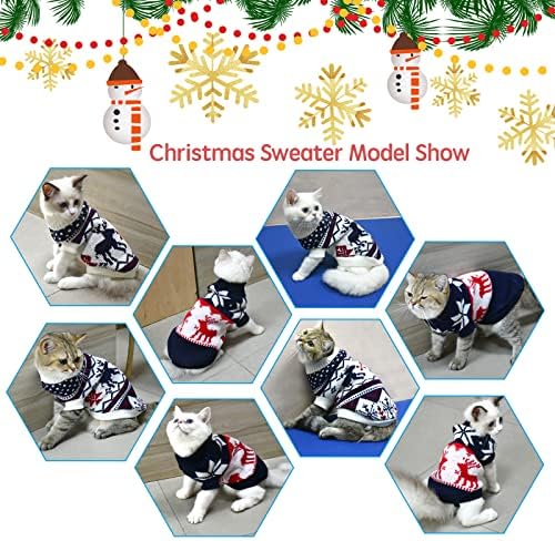 Vehomomy 2pcs Pet Pet Puppy Christmas suéteres gatos suéter gatinho malha cachorro cão de natal roupas