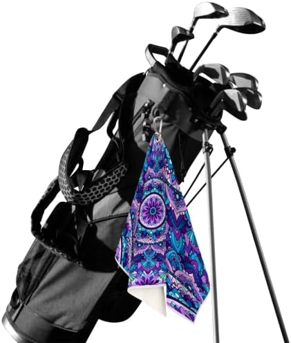 Mandala Purple Golf Toalha para sacos de golfe com clipe para acessórios de golfe masculinos e femininos Presentes