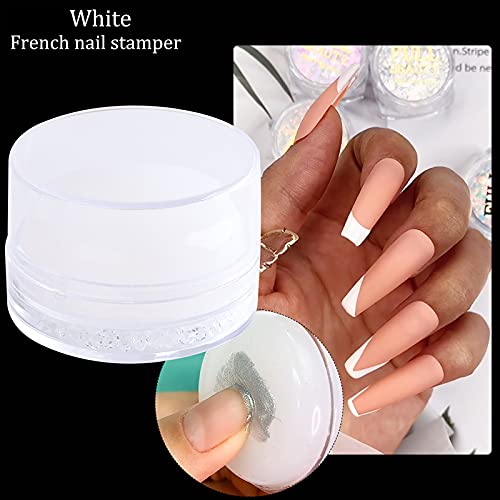 Stamper White Nail Art Stamper, Jelly Silicone Transferência de esmalte para ponta francesa, Design