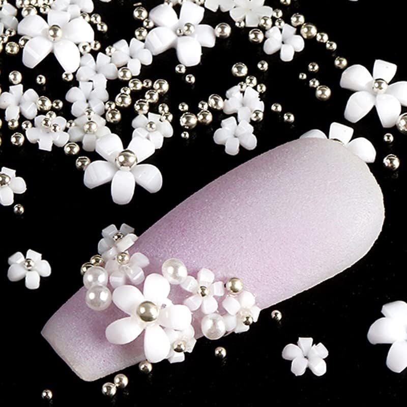 4.5g Decoração de flores acrílicas Tamanho misto strass branco Silver Gem Manicure Tool Acessórios