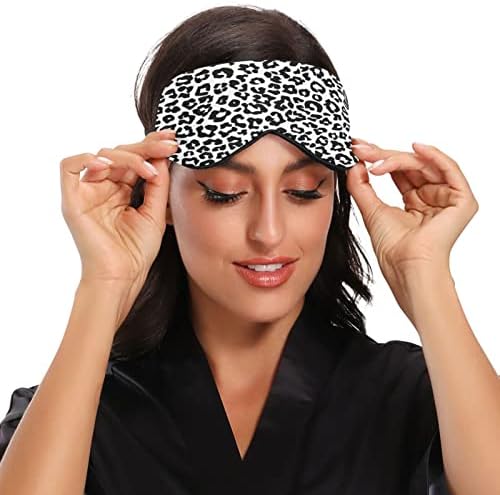 Máscara de sono de leopardo em preto e branco para homens homens macios e confortáveis ​​máscara ocular bloqueando