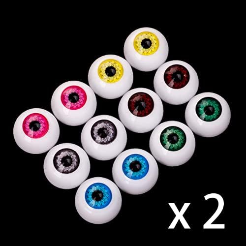 12 pares 6 cores Destaque a resina redonda de dia 22mm Olhos de boneca para artesanato e enfeites Brinquedos