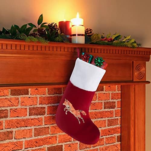 Poligonal Fox Personalizou Christmas Stocking Home Home Tree Fireplate Decorações penduradas