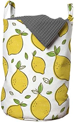 Bolsa de roupa de lemons de Ambesonne, frutas cítricas contínuas folhas refrescantes padrão