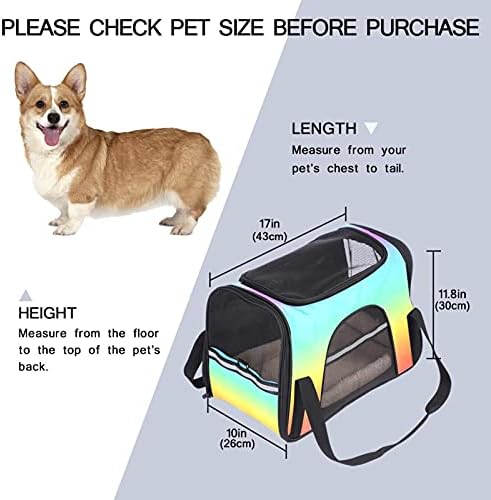 Becrazier Rainbow Background Pet Travel Transportador | Design ventilado, macio e confortável com recursos