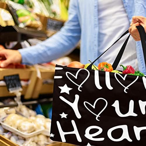Sacos de supermercado reutilizáveis ​​de Lorvies siga seu padrão de coração dobrável lavável caixa