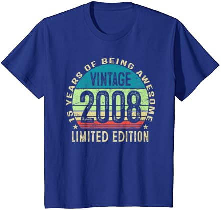 Presente de 15 anos meninos meninas adolescentes Vintage 2008 15th Birthday T-Shirt