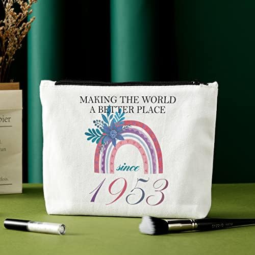 Presentes de 70º aniversário para mulheres Bolsa de maquiagem de 70 anos Decorações de aniversário