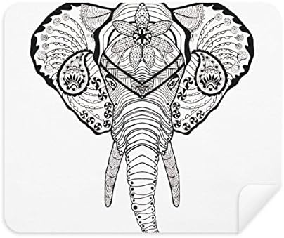 Dentes longos Elefante Animal Retrato Esboço Limpeza de Tenor de Tenor 2pcs Suede Fabric