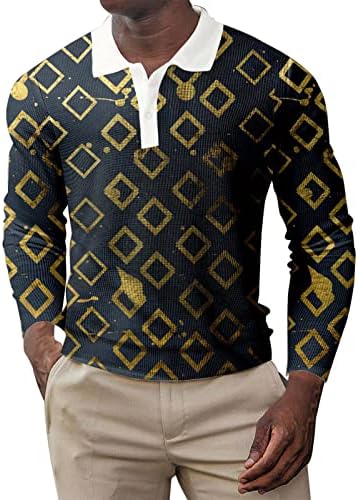Wocachi tops para homens de manga longa masculino casual outono de outono imprimir botão de camise