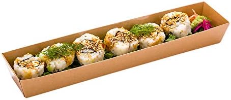 Contêiner de sushi de papel pequeno - caixa de sushi maki - kraft marrom - 6 1/2 x 1 3/4 x 1 1/2 - 100ct