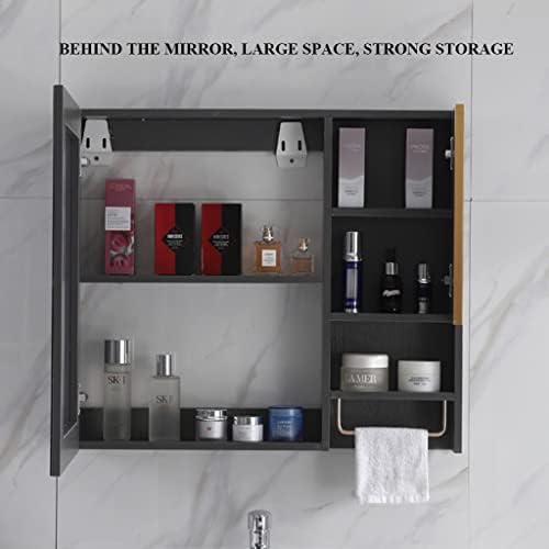 Nizame 2 portas Armário de espelho de banheiro, dobradiça silenciosa de aço inoxidável, com barra