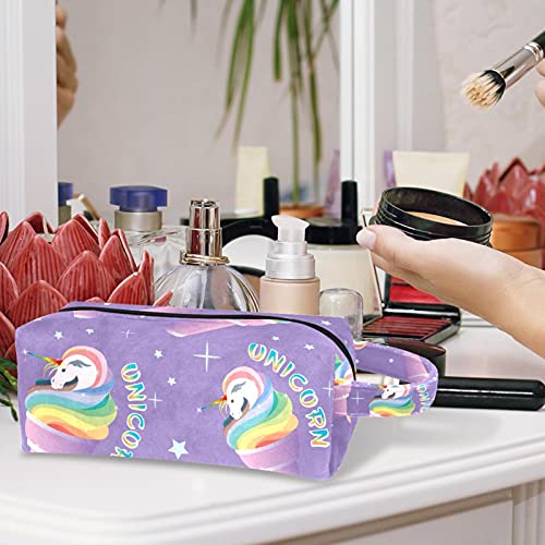 Bolsa de maquiagem Bolsa cosmética Bolsa de saco de saco de higiene pessoal roxo com zíper e maçaneta