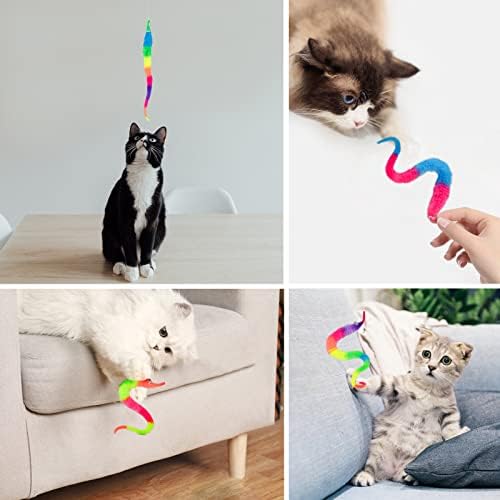 Shengsen 6 peças Rainbow Fuzzy Worm Toys Worms complicados em brinquedos de cordas Favores de festas de carnaval